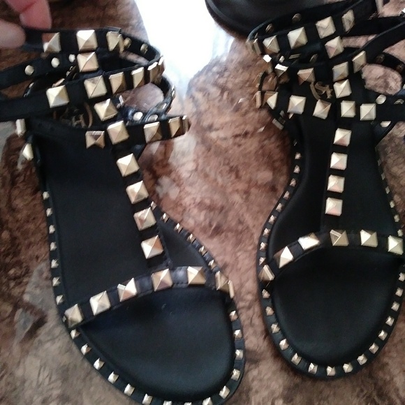 ash gold studded sandals